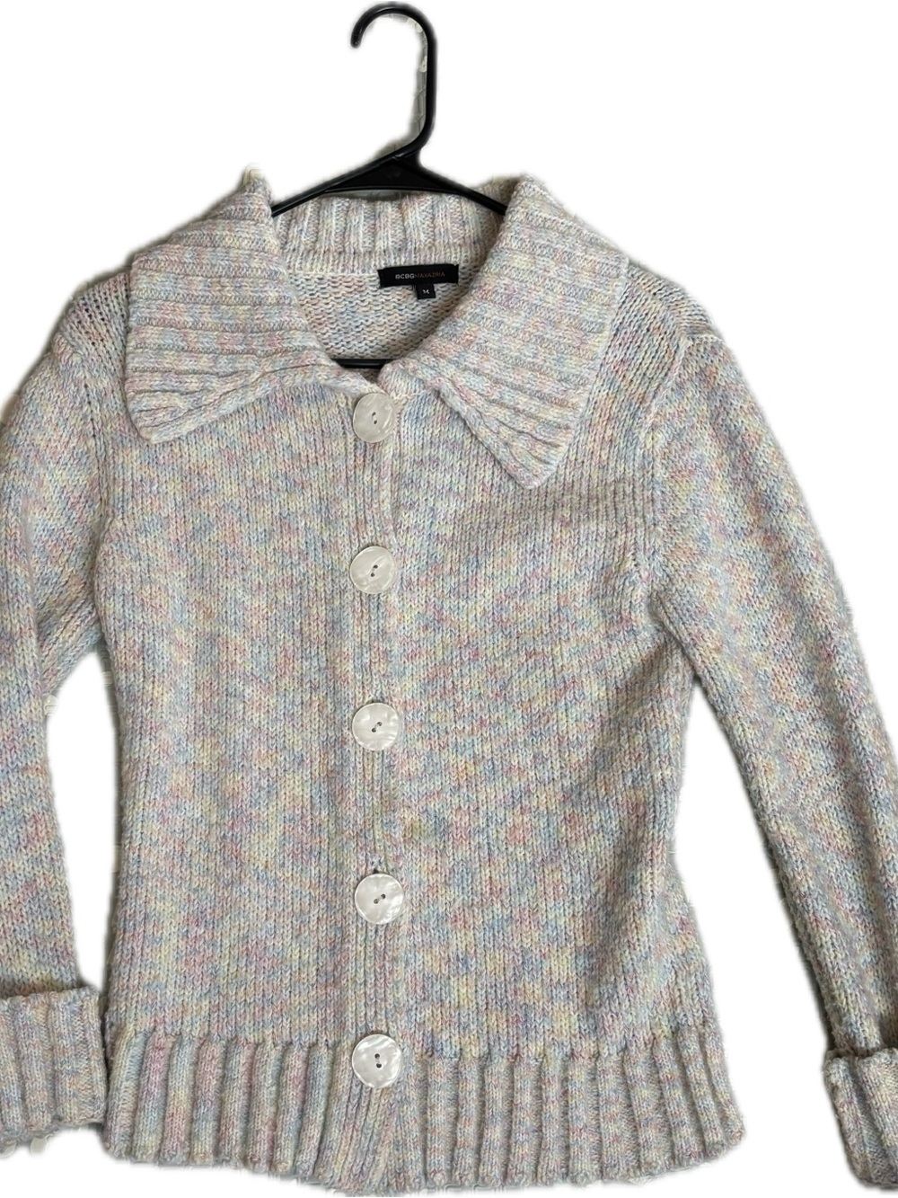BCBGMaxAzria Pastel Multicolor Button-Front Knit Cardigan